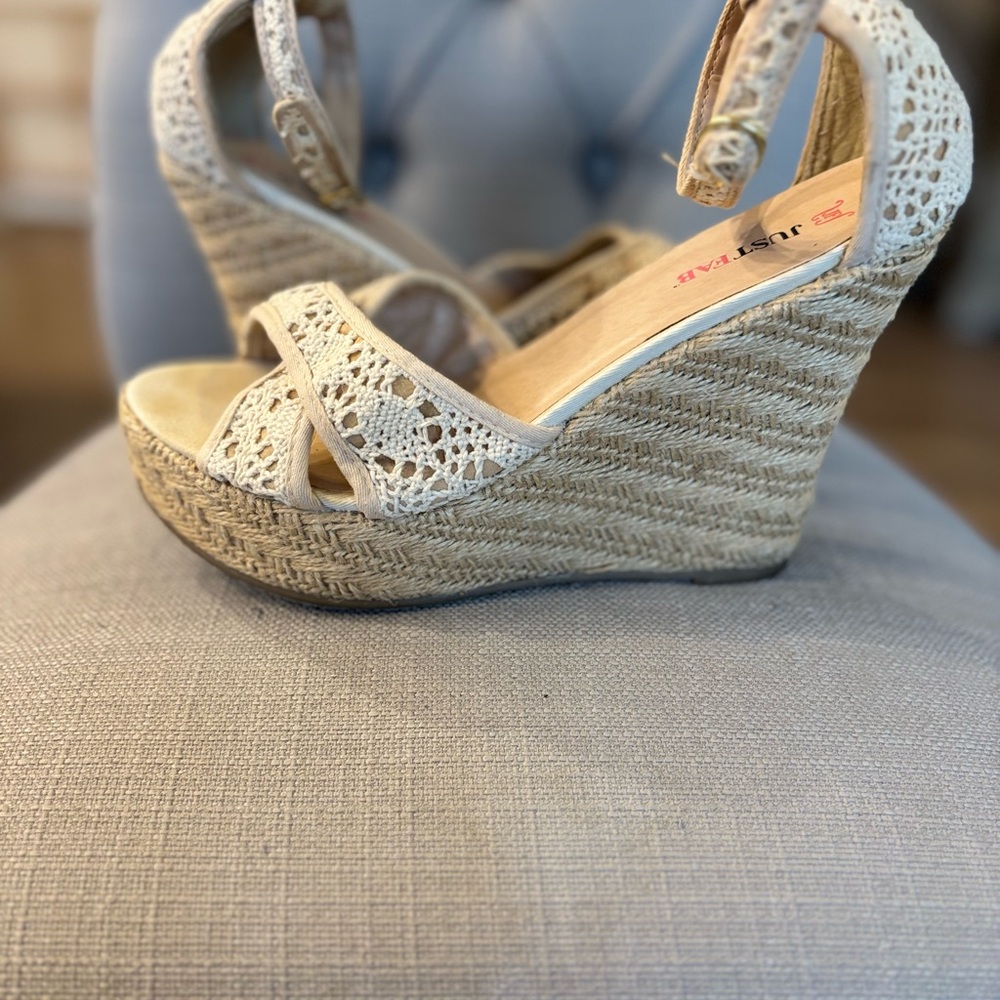 Boho Beige Wedge Sandals